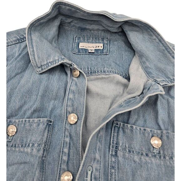 Loft Womens Denim Romper With Belt Size 8 - Picture 2 of 7